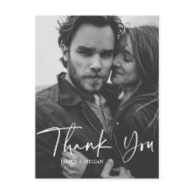 Fun Script Calligraphy Photo Weddenschap Bedankt