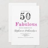 Fun Script Fifty and Fabulous 50th Birthday Party Kaart (Voorkant / Achterkant)