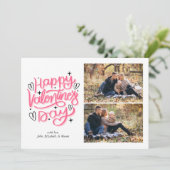 Fun Script "Happy Valentines Day" 2 Fotogalerie Feestdagenkaart (Staand voorkant)