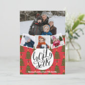 Fun Script Holly Jolly Festive kerstpine Tre Feestdagenkaart (Staand voorkant)