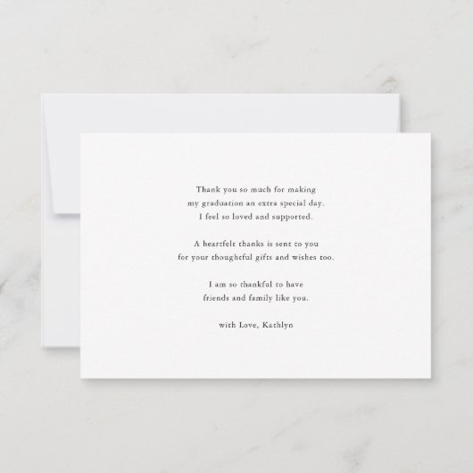 Fun Script Modern Blue Simple Photo Afstuderen Bedankkaart (Achterkant)