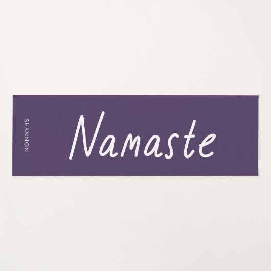 Fun Script Paarse Namaste Persoonlijke naam Yogamat (Voorkant (horizontaal))
