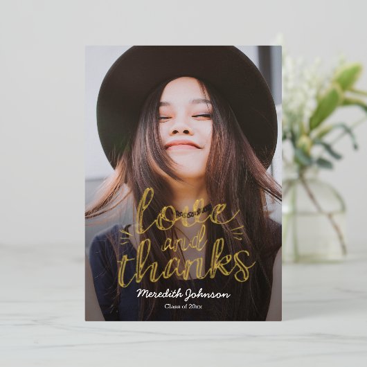 Fun Script Real Folie Afstuderen Hartelijk dank Uitnodiging (Staand Voorkant)