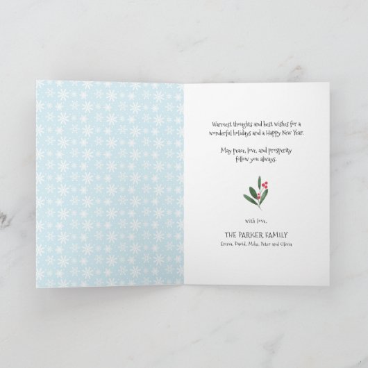 Fun Script Red Holly Berries Beste Kerstmis ooit Feestdagen Kaart (Binnen)