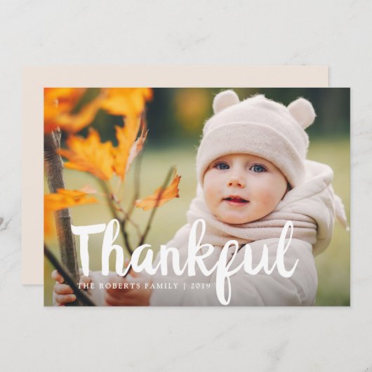 Fun script thanksgiving Foto card Feestdagenkaart (Voorkant / Achterkant)