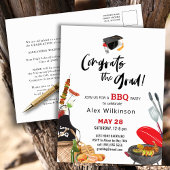 Fun Scripty Red Afstuderen BBQ Party Invitation Briefkaart