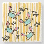 Fun Seafood Crab Fish  Stenen Onderzetter (Voorkant)