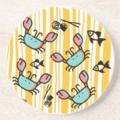 Fun Seafood Crab Fish  Zandsteen Onderzetter (Voorkant)
