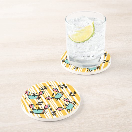 Fun Seafood Crab Fish  Zandsteen Onderzetter (Zijkant)