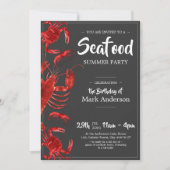 Fun Seafood Summer Dark Gray Birthday Party Kaart (Voorkant)