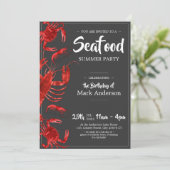 Fun Seafood Summer Dark Gray Birthday Party Kaart (Staand voorkant)