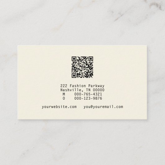 Fun Seamstress Mannequin Torso QR Code Custom Visitekaartje (Achterkant)