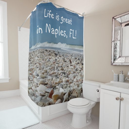 Fun Seashells bij Napels Beach Shower Curtain Douchegordijn (In situ)