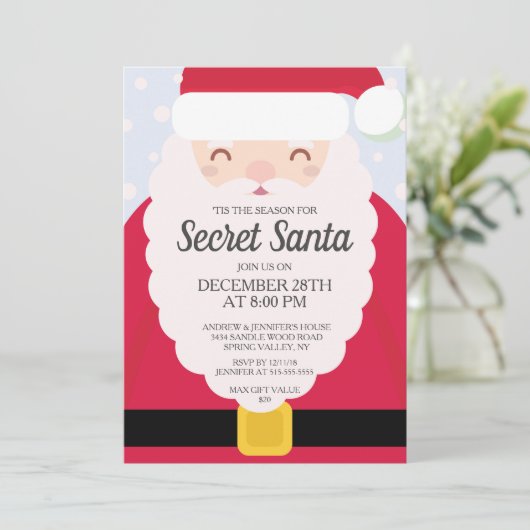 FUN Secret Santa Gift Exchange Party Kaart (Staand voorkant)