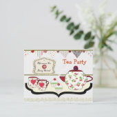 Fun Shabby Chic Tea Party Thema Kaart (Staand voorkant)