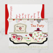 Fun Shabby Chic Tea Party Thema Kaart (Voorkant / Achterkant)