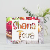 Fun Shana Tova Apples, Honey and Pomegranate Art Feestdagenkaart (Staand voorkant)