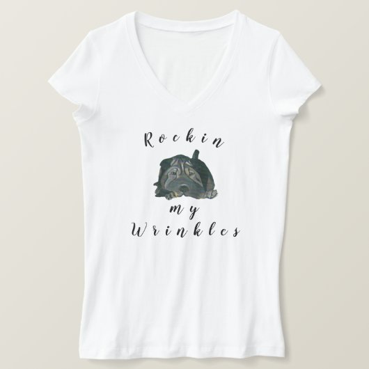 Fun Shar Pei Dog V-hals T-shirt voor dames (Design voorkant)