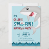 Fun Shark Attack Birthday Party Invitation Kaart (Voorkant)