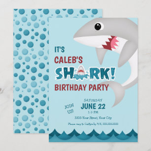 Fun Shark Attack Birthday Party Invitation Kaart