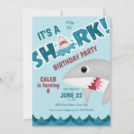 Fun Shark Birthday Party Invitation Kaart