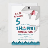 Fun Shark Birthday Party Invitation Kaart (Voorkant)