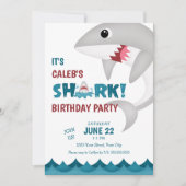 Fun Shark Birthday Party Invitation Kaart (Voorkant)