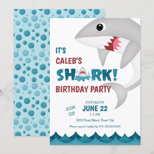 Fun Shark Birthday Party Invitation Kaart