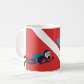 FUN SHARK ENCOUNTER, SCUBA DIVER, RED SCUBA FLAG KOFFIEMOK (Voorkant links)