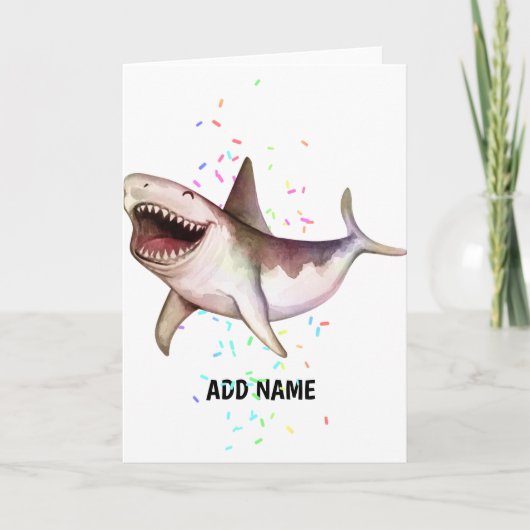 Fun SHARK illustreert cadeau Naam waterverf toevoe Kaart (Voorkant)