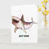 Fun SHARK illustreert cadeau Naam waterverf toevoe Kaart (Gele Bloem)