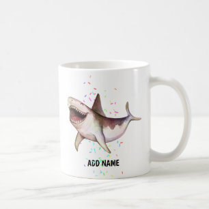 Fun SHARK illustreert cadeau Naam waterverf toevoe Koffiemok