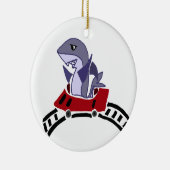 Fun Shark Riding on Roller Onderzetter Keramisch Ornament (Rechts)
