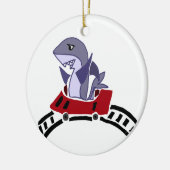 Fun Shark Riding on Roller Onderzetter Keramisch Ornament (Links)