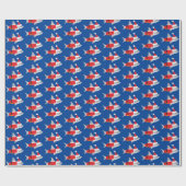 Fun Shark Santa Outfit Kerstmis Cadeaupapier (Vlak)