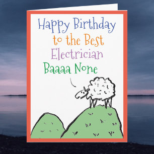 Fun Sheep Design Happy Birthday voor een elektrici Kaart