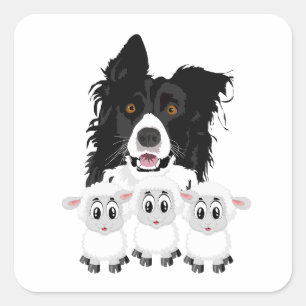 Fun Sheep Herding Dog Vierkante Sticker