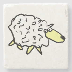 Fun Sheep Illustratie op een Stenen Onderzetter
