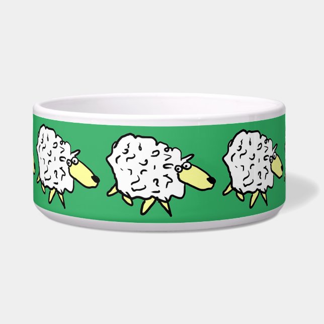 Fun Sheep Illustration Pattern Sheep Dog Voerbakje (Voorkant)