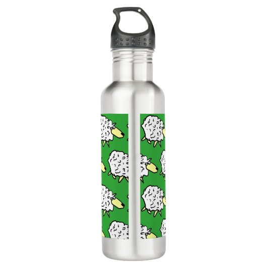 Fun Sheep in een Cartoon stijl Waterfles (Achterkant)