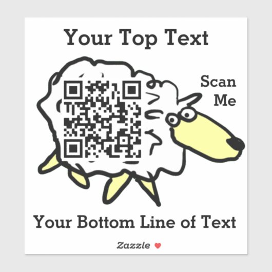 Fun Sheep QR Code Sticker (Vel)