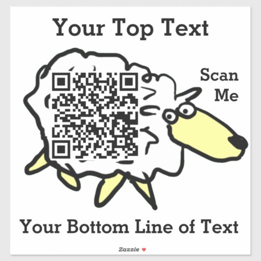 Fun Sheep QR Code Sticker (Vel)