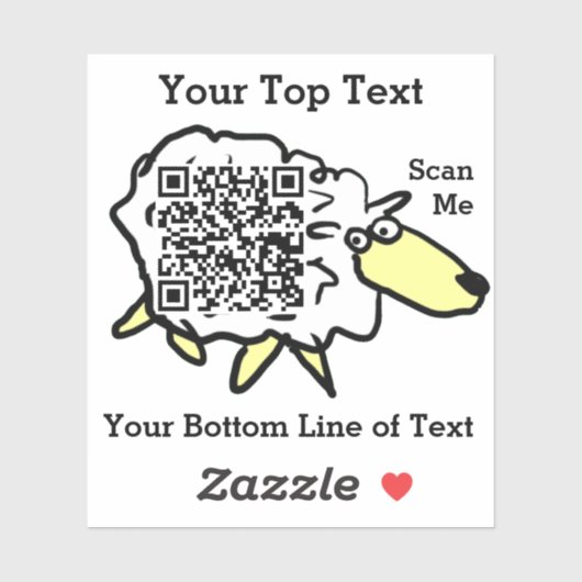 Fun Sheep QR Code Sticker (Vel)