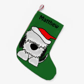 Fun Sheepdog in Santa Hat-kerststop Kleine Kerstsok (Voorkant (Hangend))