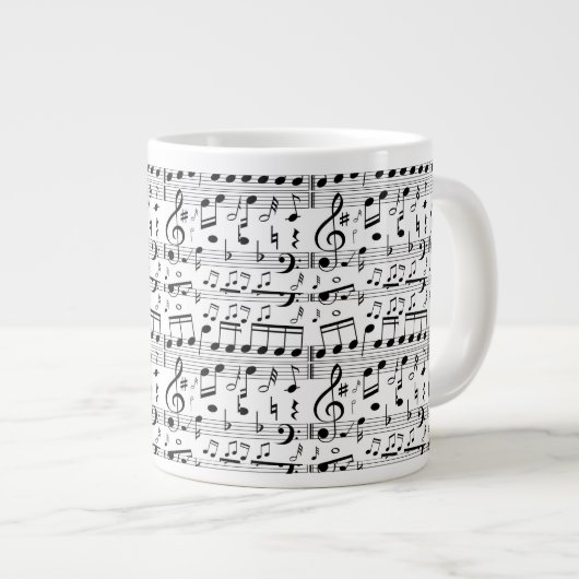 Fun Sheet Music Notes Musician art Grote Koffiekop (Voorkant rechts)