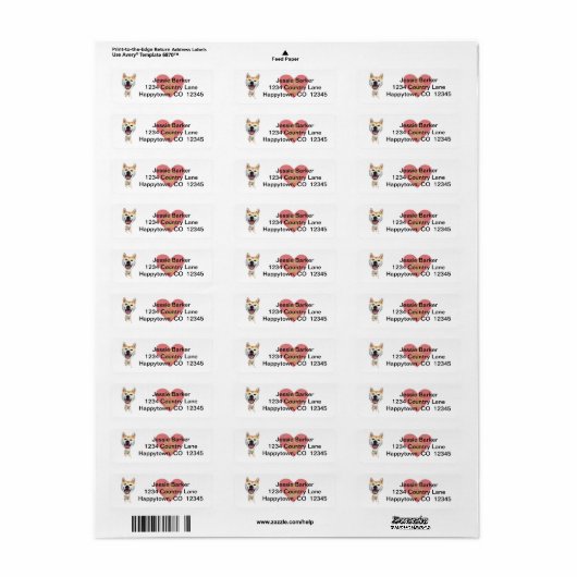 Fun Shiba Inu Return Address Label (Full Sheet)