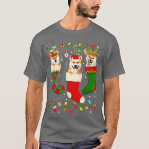 Fun Shiba Inu stopt met kerstmis lichte Sokken T-shirt