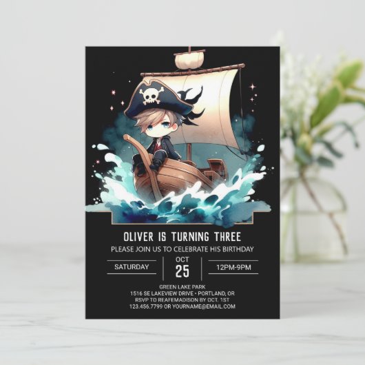 Fun Ship Pirate Verjaardag Kaart (Staand voorkant)