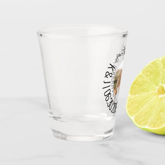 Fun Shot Glas Foto Bruiloft Save the Date (Links)