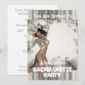 Fun showgirl gepersonaliseerde bachelorette party kaart (Voorkant / Achterkant)